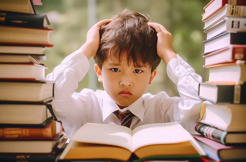 小学生学习压力大沮丧难过思考实拍,高清,摄影图,摄影图片,图片大全,摄影图免费下载